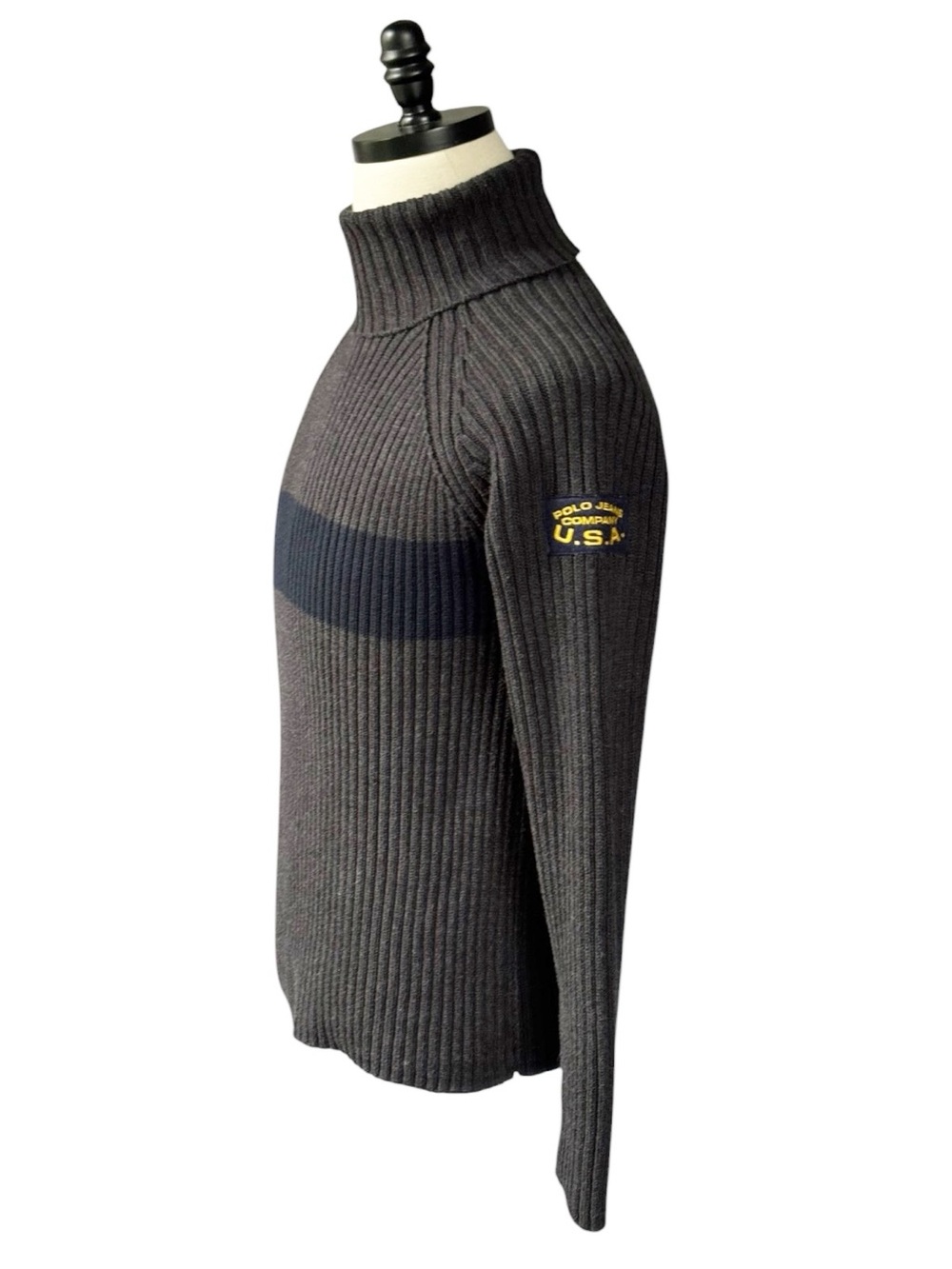 Polo Jeans Company Ralph Lauren vintage 90s ribbed gray turtleneck sweater | S